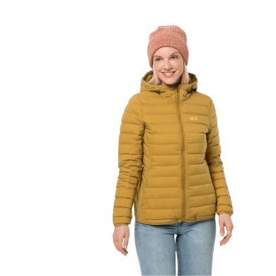 Jack Wolfskin Winter-Daunenjacke Glowing Mountain Jacket (winddicht, warm, PFC-frei) gelb Damen